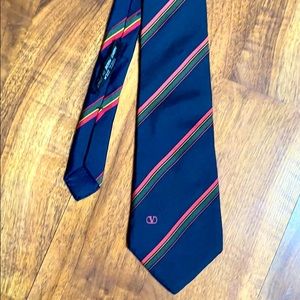 Valentino Cravatte Silk Tie Blue Stripes